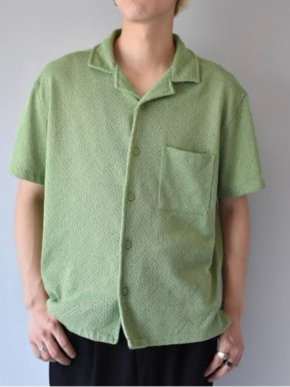 M18 NWT Original Use Open Knit Short Sleeve Button Front Shirt - Size: Small